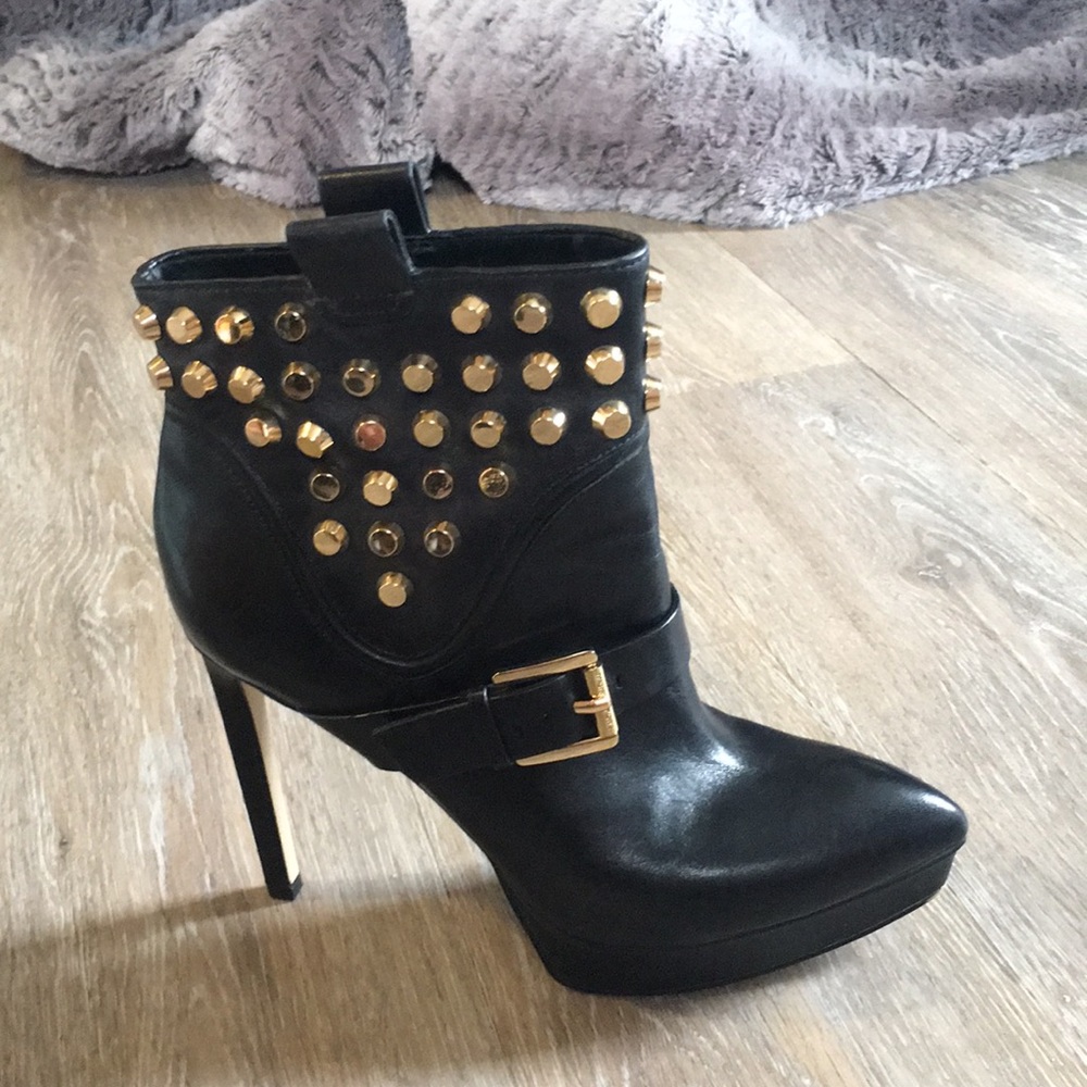 Mk gold studded black bootie